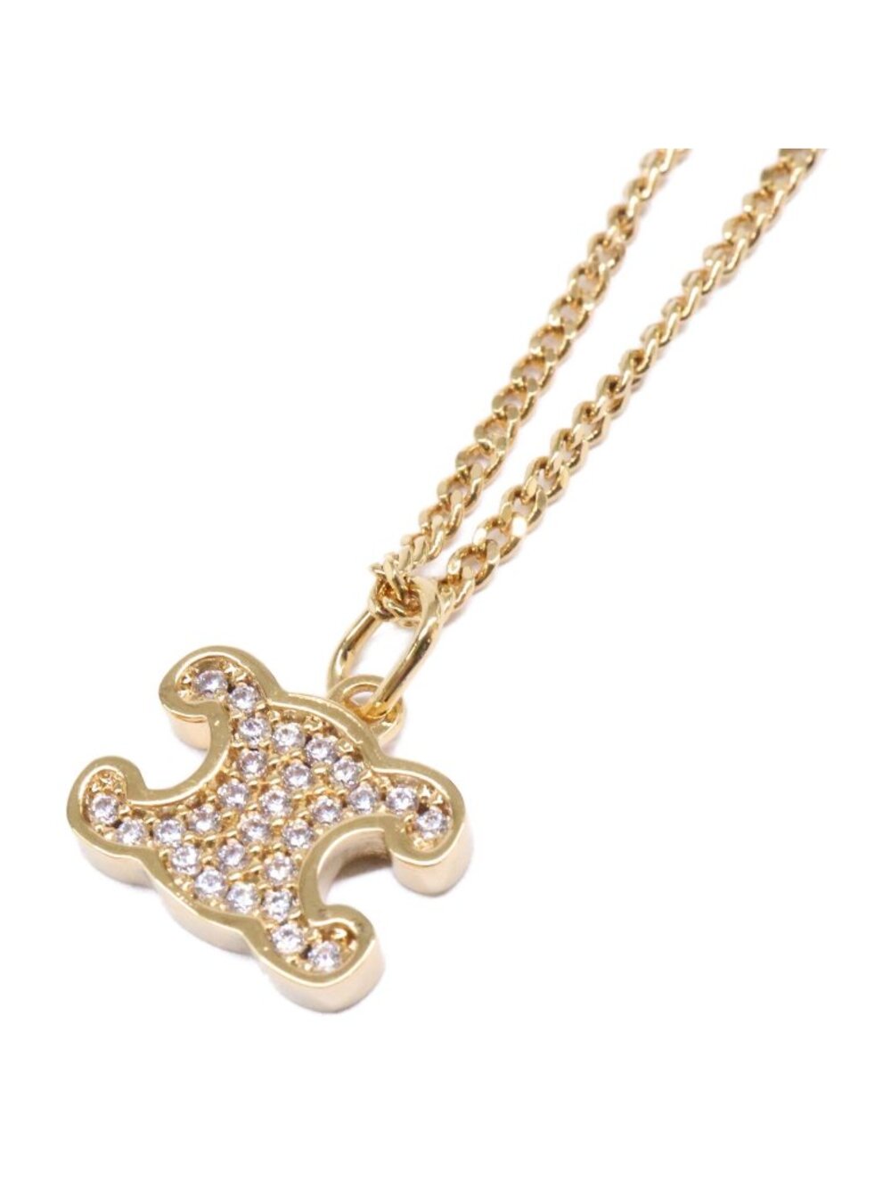 Celine Triomphe Rhinestone Necklace Gold Finish Brass & Crystal